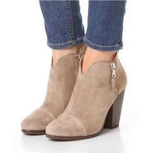 RAG & BONE Margot Ankle Boots Booties 40 9.5 10 Fringe Beige Suede Dual Zip NEW